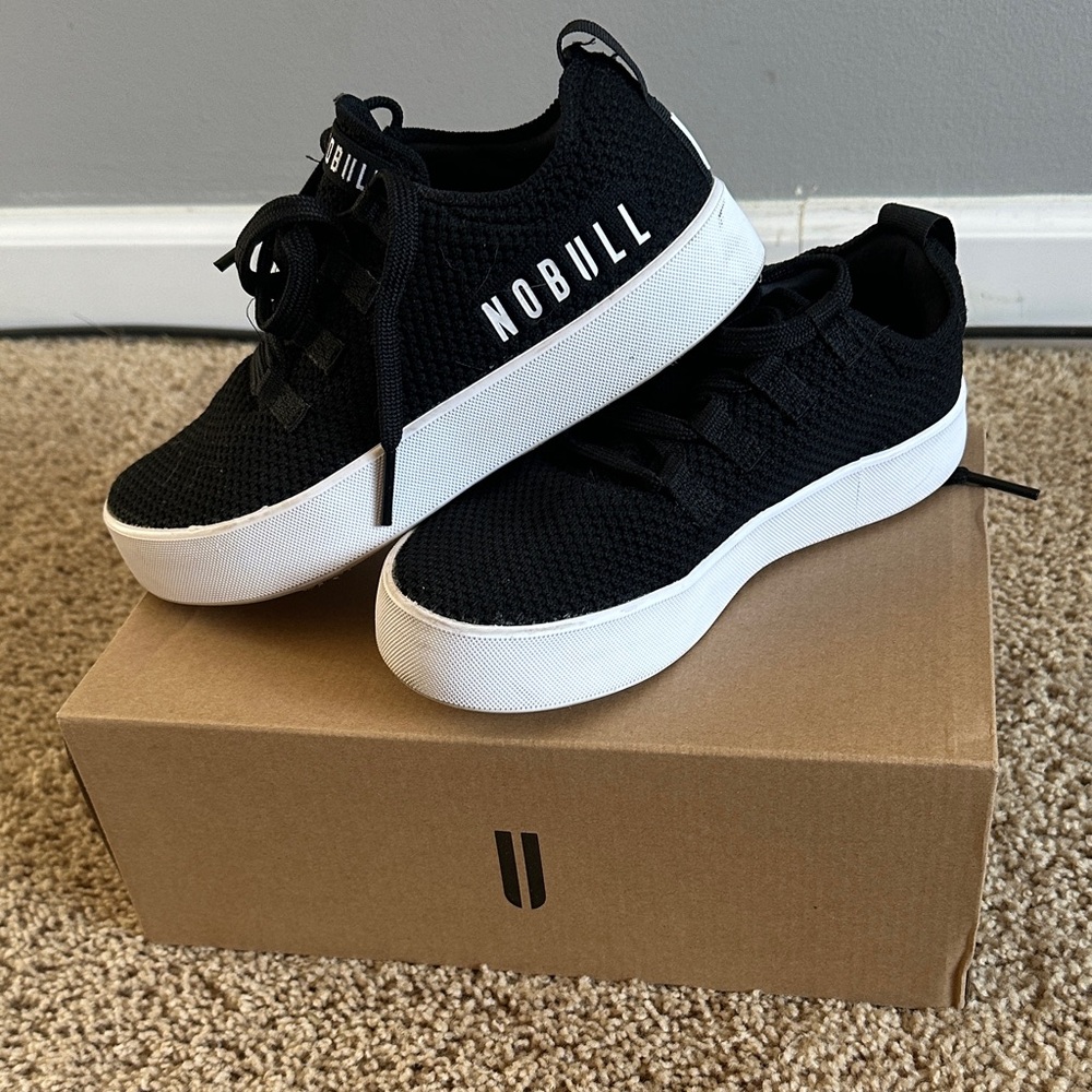 NOBULL Women’s Black Mesh Sneakers with White Sole